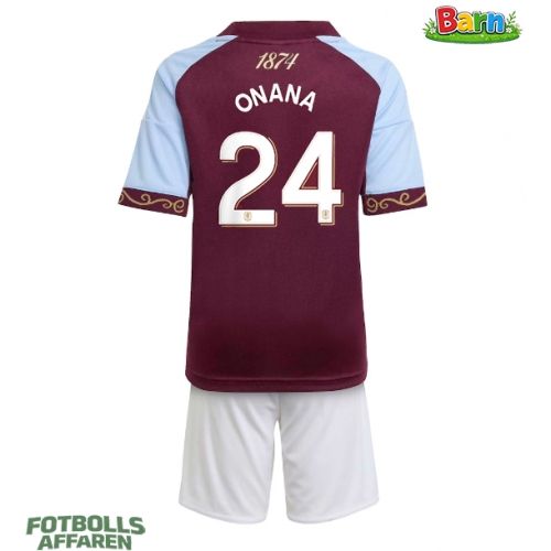 Aston Villa Amadou Onana #24 Hemmaställ Barn 2025-26 Kortärmad (+ Korta byxor)